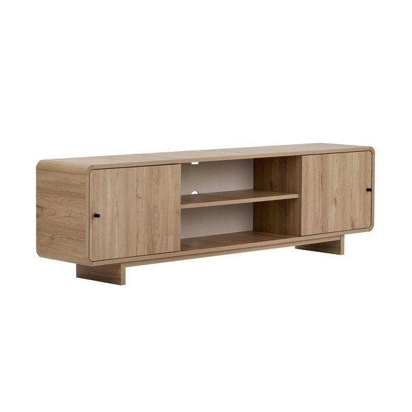 Világos natúr színű TV-állvány tölgyfa dekorral 180x52x34 cm Mirel – Nordure
