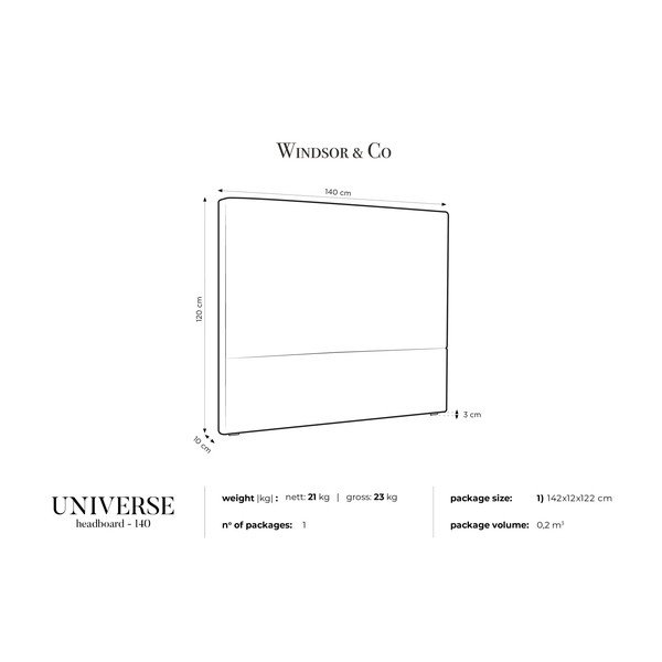 UNIVERSE krémfehér ágytámla, 140 x 120 cm - Windsor & Co Sofas-image-3