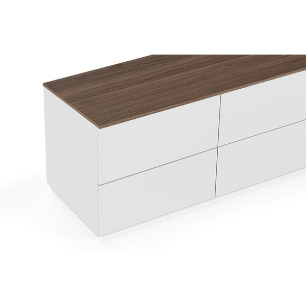 Fehér komód diófa dekoros fiókokkal és fedlappal, 120 x 54 cm Join - TemaHome-image-1