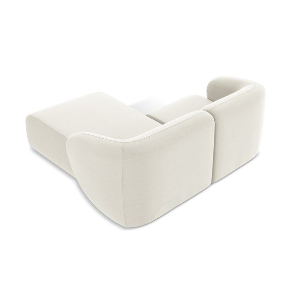 Bézs bársony sarokkanapé (jobb oldali-heverő résszel) Lani – Makamii-image-3