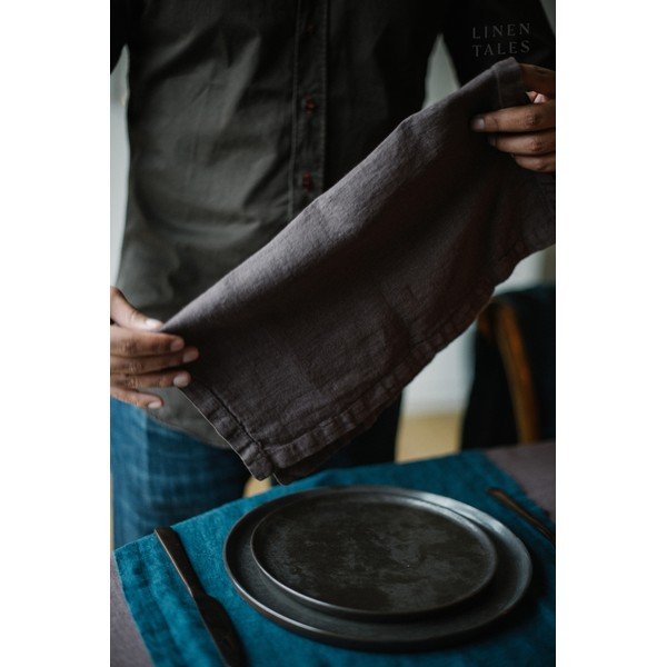 2 db sötétszürke len szalvéta - Linen Tales-image-1