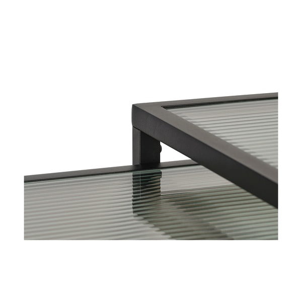 Fekete üveg dohányzóasztal szett 2 db-os 60x60 cm Bronco – Unique Furniture-image-3