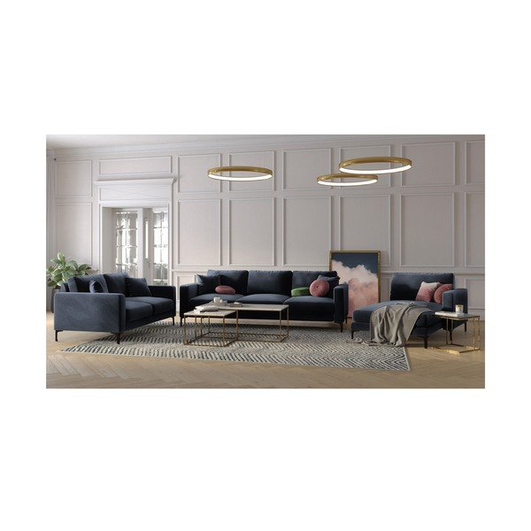Harmony sötétkék bársony kanapé, 158 cm - Kooko Home-image-4