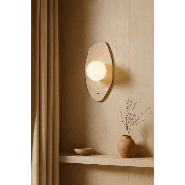 Bézs kő fali lámpa ø 10 cm Hilde – Opviq lights-image-1