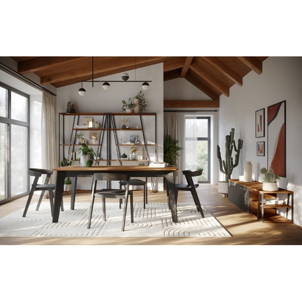 Natúr színű bővíthető étkezőasztal diófa dekoros asztallappal 100x180 cm Shadow – TemaHome-image-1