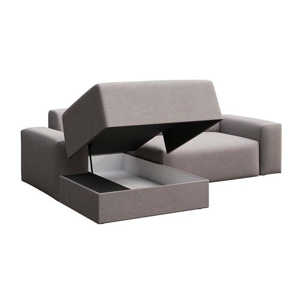 Szürke bársony kinyitható tárolóhelyes sarokkanapé (bal oldali-heverő résszel) Villet – Rodier-image-3
