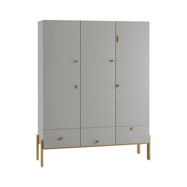 Világosszürke gyerek ruhásszekrény 150x170 cm Cube - Pinio-image-3