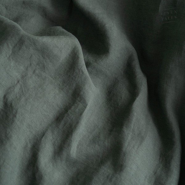 Sötétzöld egyszemélyes-hosszabbított len paplanhuzat 140x220 cm Forest Green  – Linen Tales-image-1