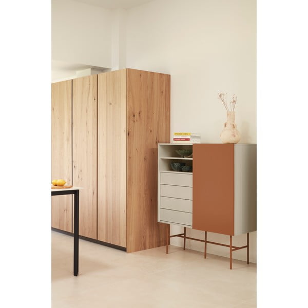 Téglavörös-bézs magas komód tolóajtóval 120x140 cm Nube – Teulat-image-1