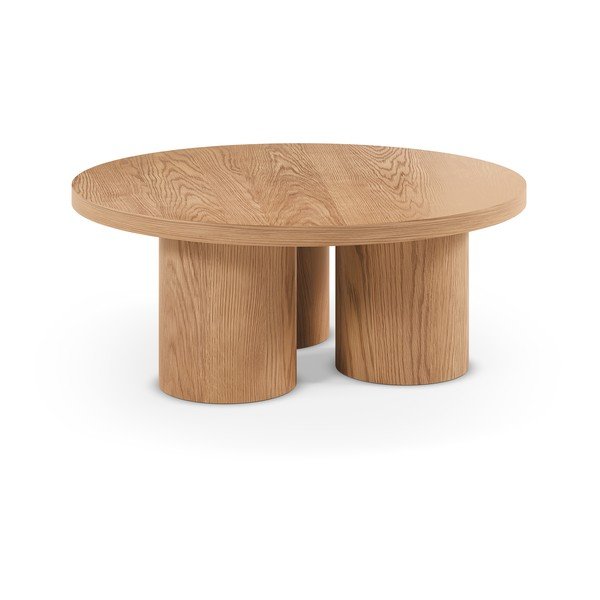Natúr színű kerek dohányzóasztal tölgyfa dekorral ø 100 cm Arancha – MOME-image-2