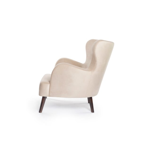 Bézs bársony füles fotel Noemye – Bonami Selection-image-3