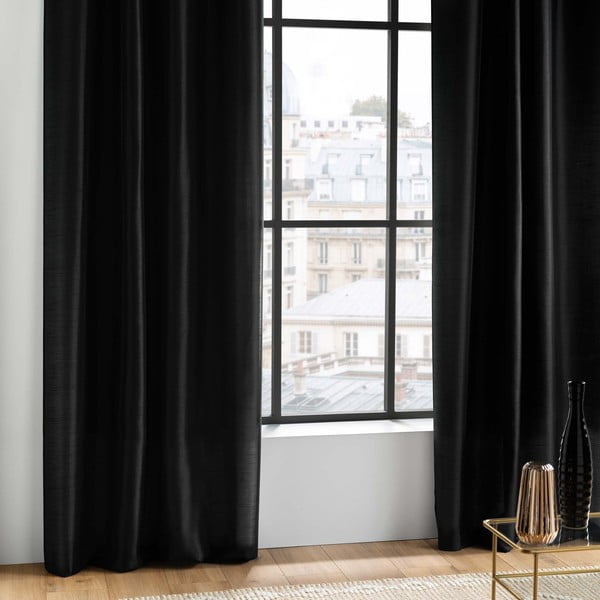 Fekete mikroszatén függöny 140x240 cm Shana – douceur d'intérieur-image-1