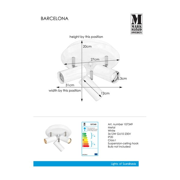 Barcelona Tres fehér mennyezeti lámpa - Markslöjd-image-2