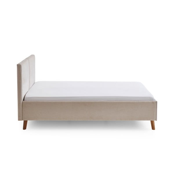 Bézs kárpitozott franciaágy ágyráccsal 140x200 cm Piano – Meise Möbel-image-3