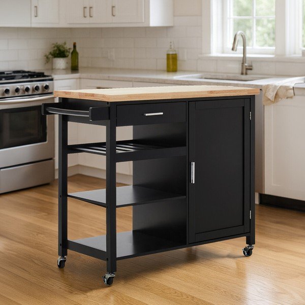Kaucsukfa gurulós zsúrkocsi 48x105 cm Frankfurt – Premier Housewares-image-1