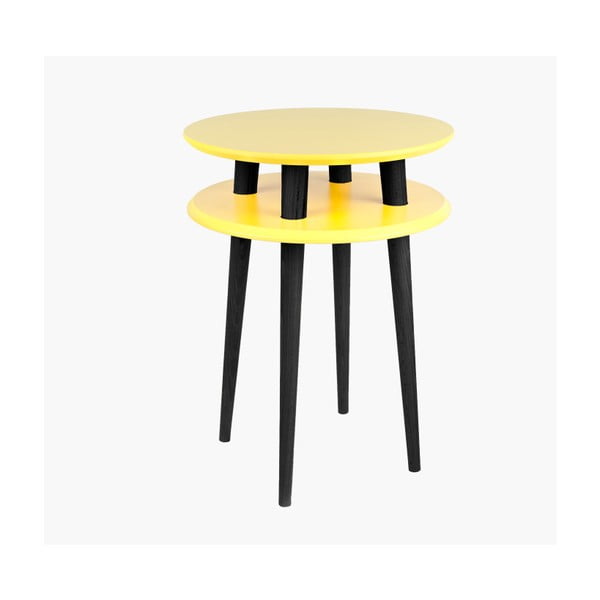 UFO sárga tárolóasztal fekete lábakkal, ⌀ 45 cm - Ragaba