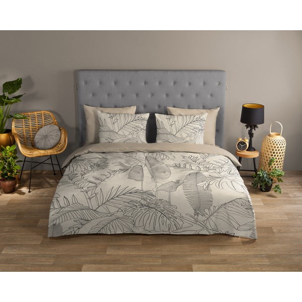 Bézs egyszemélyes-hosszabbított pamut ágyneműhuzat 140x220 cm Sym – Good Morning-image-1