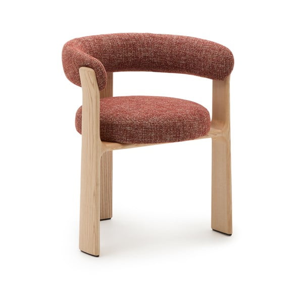 Natúr színű-terrakotta színű kőrisfa karfás étkezőfotel Granite – Kave Home