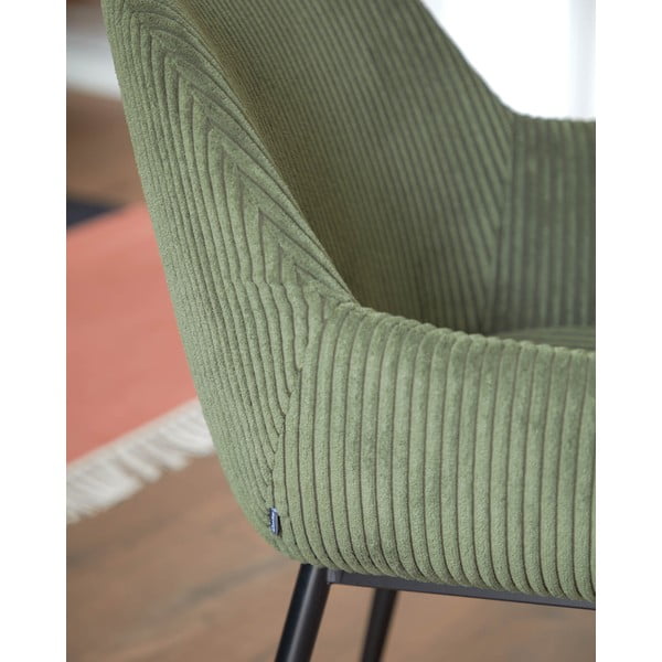 Khaki kárpitozott étkezőfotel Konna – Kave Home-image-2
