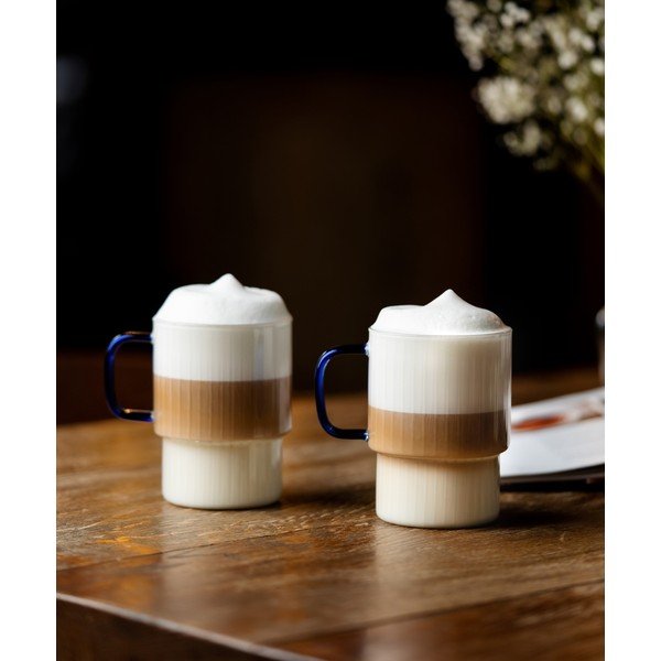 Kék üveg bögre szett 2 db-os cappucinóhoz 350 ml Livio – Vialli Design-image-1