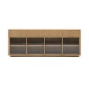 Natúr színű tálalószekrény tolóajtóval tölgyfa dekorral 200x80x40 cm Helvine – Kave Home