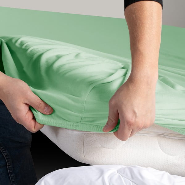 Világoszöld gumis jersey lepedő 240x220 cm Amber – Restilo-image-3