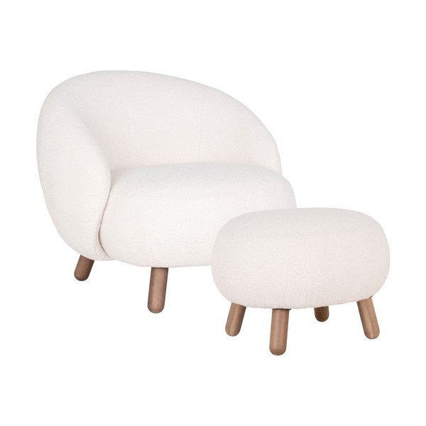 Krémszínű fotel lábtartóval Savona – House Nordic