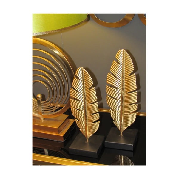 Feather aranyszínű dekorációs gyertyatartó, magasság 34 cm - Mauro Ferretti-image-1