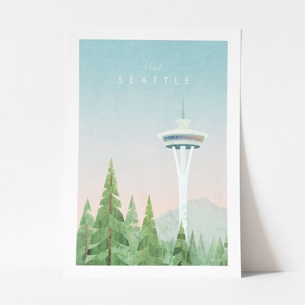 Poszter Seattle, 50x70 cm - Travelposter