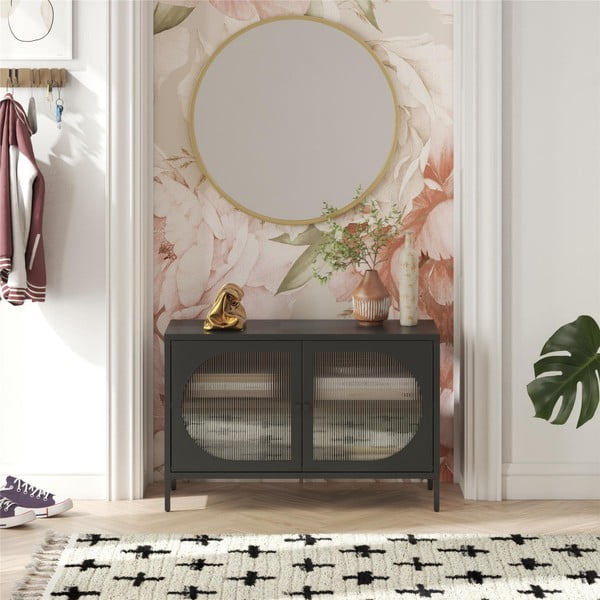 Fekete fém tálalószekrény 100x64x40 cm Luna – Støraa-image-1