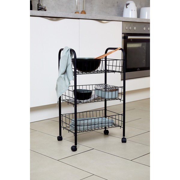 Florenz fekete 3 szintes gurulós állvány - Wenko-image-2