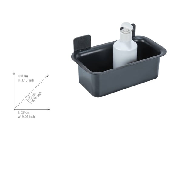 Fekete öntapadós műanyag fürdőszobai polc Parma – Allstar-image-4