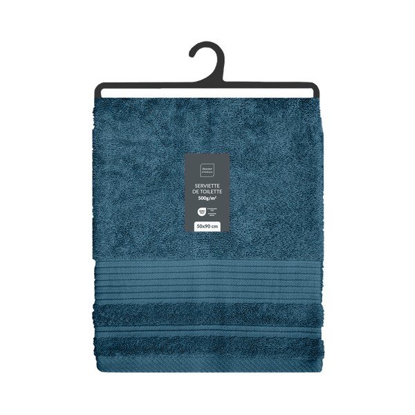 Sötétkék frottír pamut törölköző 50x90 cm Tendresse – douceur d'intérieur-image-4