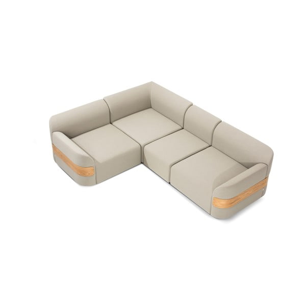 Világosszürke gyapjú-len kanapé modul (jobb oldali) Hugg - Gazzda-image-3