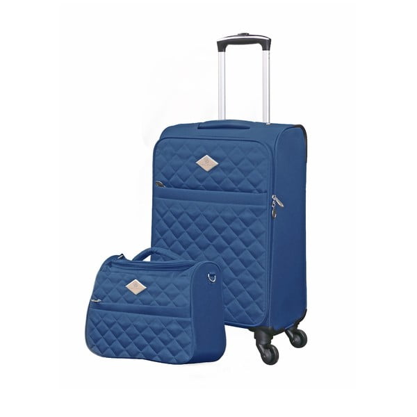 Adventure kék bőrönd és kozmetikai táska szett, 38 l + 16 l - GERARD PASQUIER