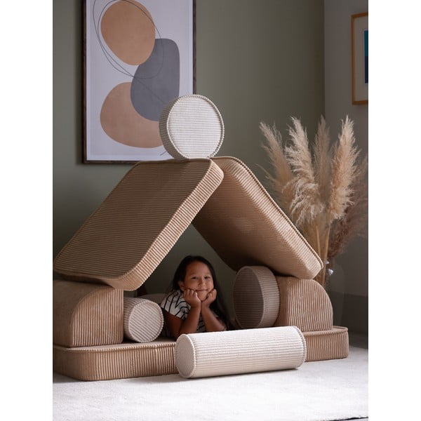 Világosbarna kordbársony gyerek kanapé 132 cm Settee – Wigiwama-image-1