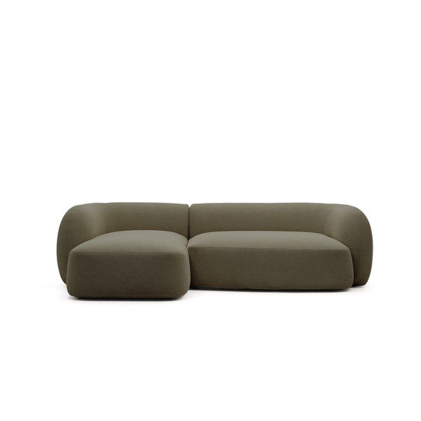 Sötétzöld zsenília sarokkanapé (bal oldali-heverő résszel) Martina – Kave Home