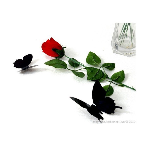 Butterflies 12 db-os fekete 3D hatású falmatrica szett - Ambiance-image-1