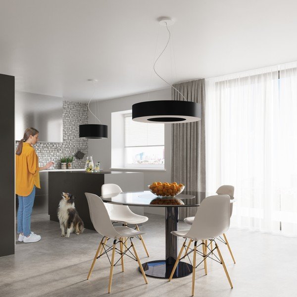 Fekete függőlámpa textil búrával ø 50 cm Galata – Sollux-image-4