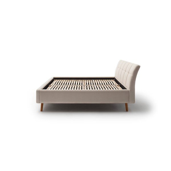 Bézs kárpitozott ágyneműtartós franciaágy ágyráccsal 160x200 cm Mila – Meise Möbel-image-4