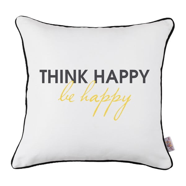 Think Happy fekete-fehér párnahuzat, 43 x 43 cm - Mike & Co. NEW YORK
