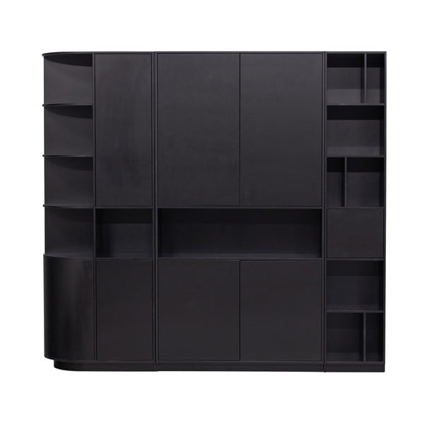 Fekete borovi fenyő moduláris könyvespolc 228x210 cm Finca – WOOOD