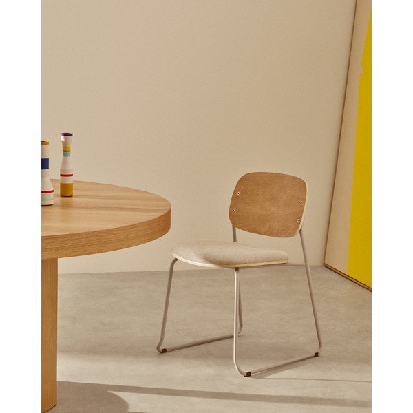 Bézs-natúr színű fém rakásolható étkezőszék Meli – Kave Home-image-1