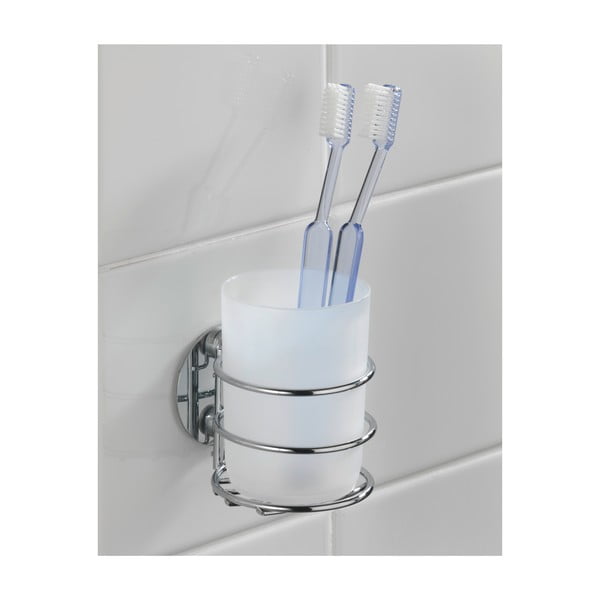 Fehér öntapadós rozsdamentes acél fogkefetartó pohár – Wenko-image-2