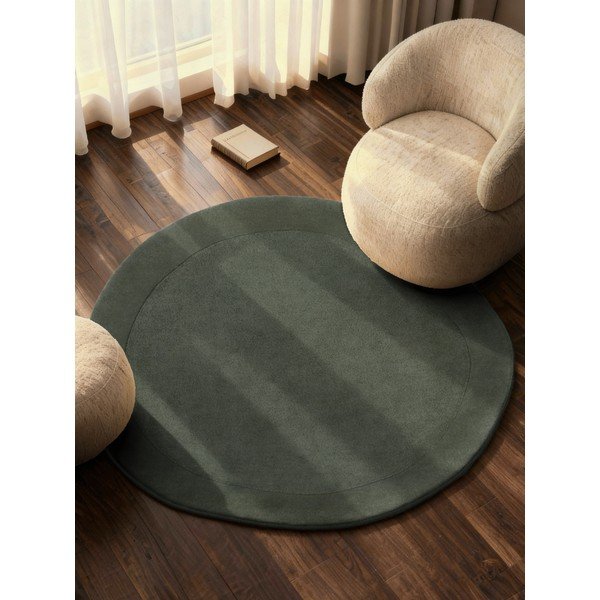 Sötétzöld kézi szövésű gyapjúkeverék kerek szőnyeg ø 160 cm Kari Organic – Villeroy&Boch-image-1