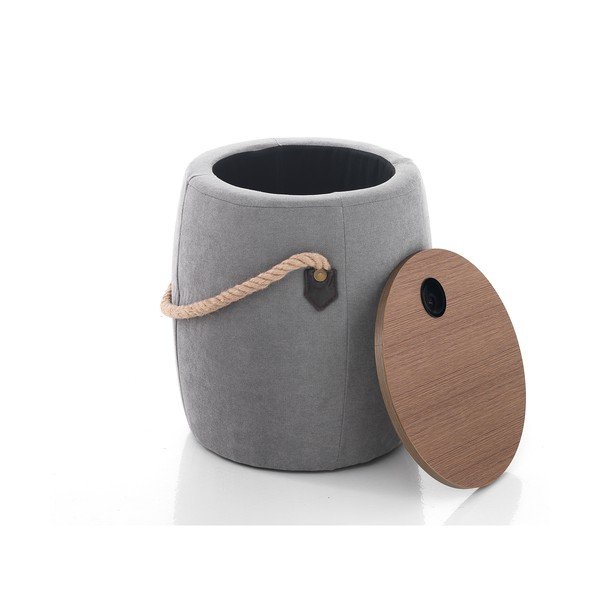 Barril szürke puff tárolóval, ø 40 cm - Tomasucci-image-1
