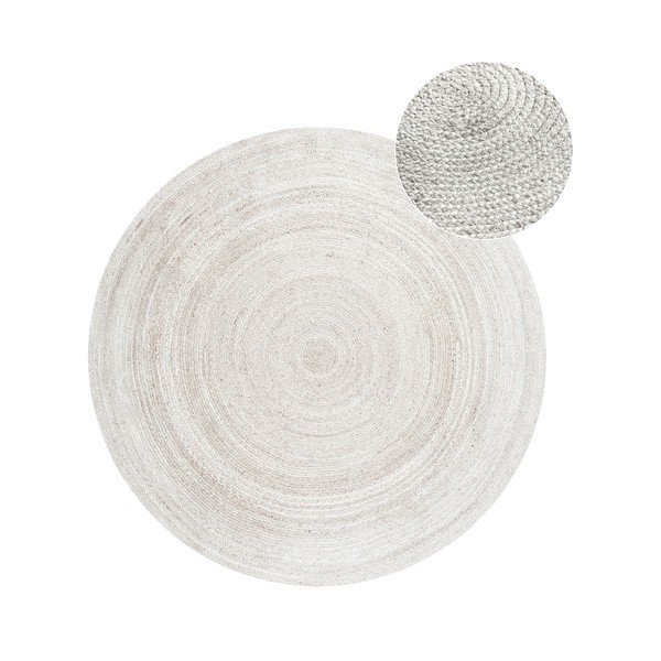 Fehér kétoldalas-kézi szövésű juta kerek szőnyeg ø 140 cm Braided – Hanse Home