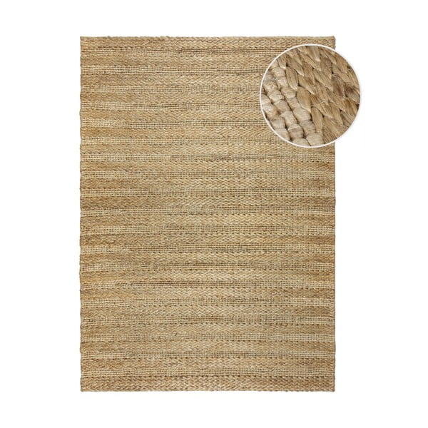 Natúr színű kézi szövésű kenaf szőnyeg 200x290 cm Drew Stripe – Flair Rugs