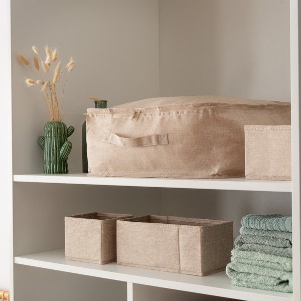 Bézs textil tárolódoboz szett 2 db-os 14x12x12 cm Sandy – Compactor-image-2