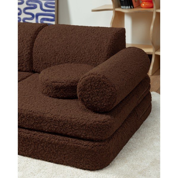 Sötétbarna buklé gyerek kanapé párna Warm Hazel – Wigiwama-image-4